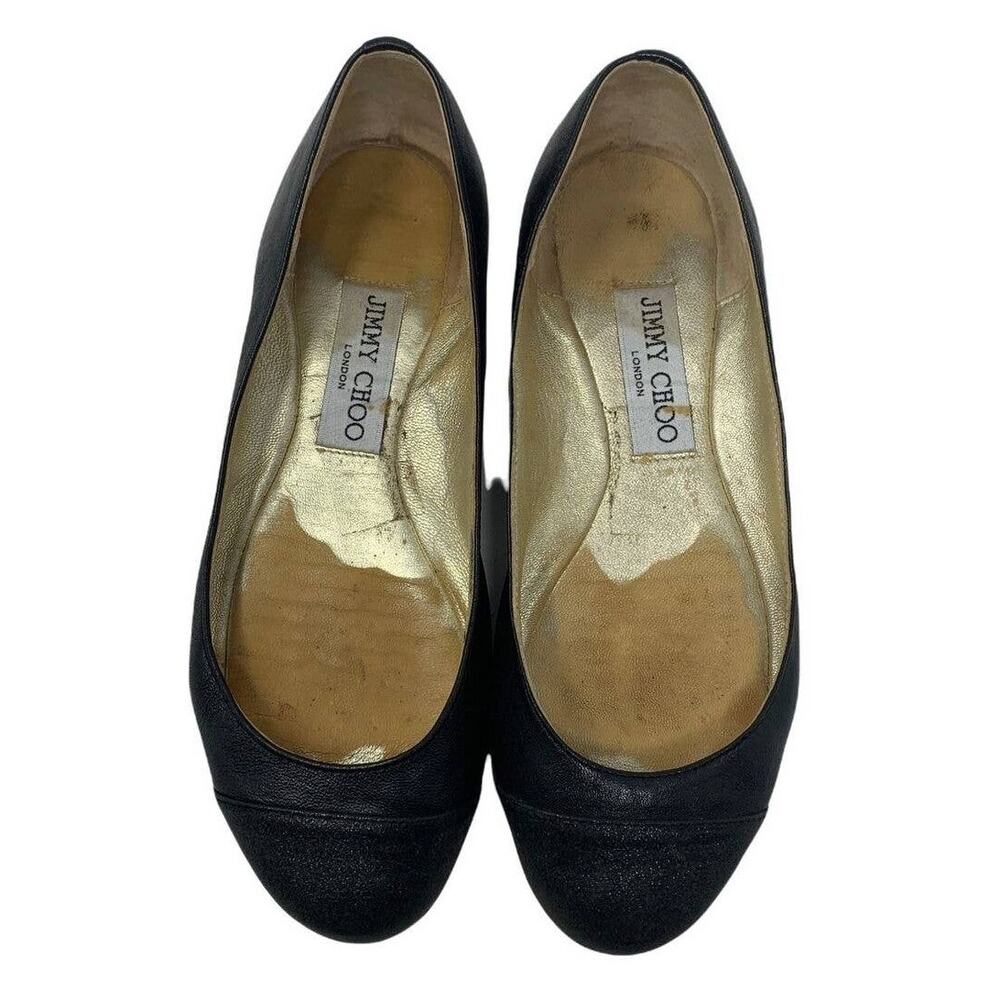 Jimmy Choo black ballerina flat leather shoes size 36 - US 6
